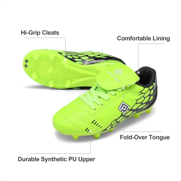 imageDREAM PAIRS Boys Girls Soccer Football Cleats ShoesToddlerLittle KidBig KidNeonGreenBlack