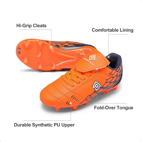 imageDREAM PAIRS Boys Girls Soccer Football Cleats ShoesToddlerLittle KidBig KidOrangeNavy