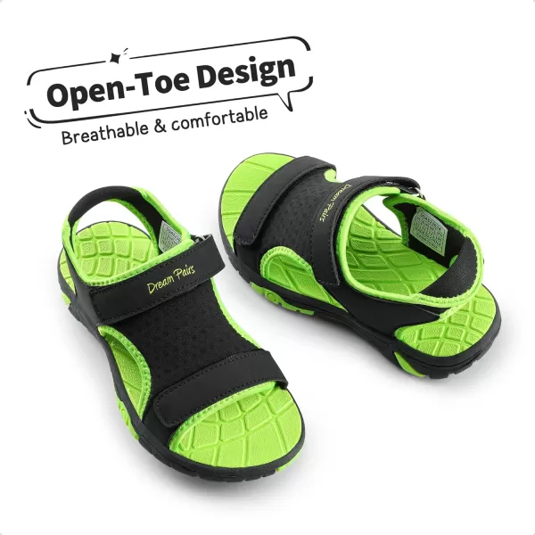 imageDREAM PAIRS Boys Girls Summer Casual Outdoor Athletic Sport Sandals ToddlerLittle KidBig KidBlackNeon Green