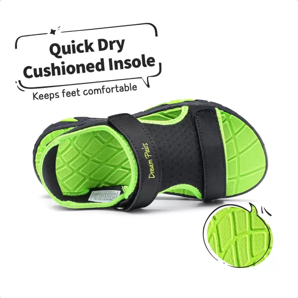 imageDREAM PAIRS Boys Girls Summer Casual Outdoor Athletic Sport Sandals ToddlerLittle KidBig KidBlackNeon Green