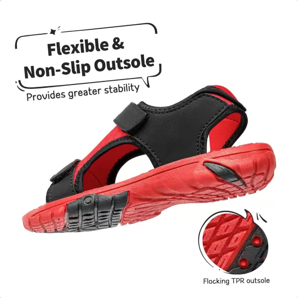 imageDREAM PAIRS Boys Girls Summer Casual Outdoor Athletic Sport Sandals ToddlerLittle KidBig KidBlackRed