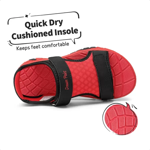imageDREAM PAIRS Boys Girls Summer Casual Outdoor Athletic Sport Sandals ToddlerLittle KidBig KidBlackRed