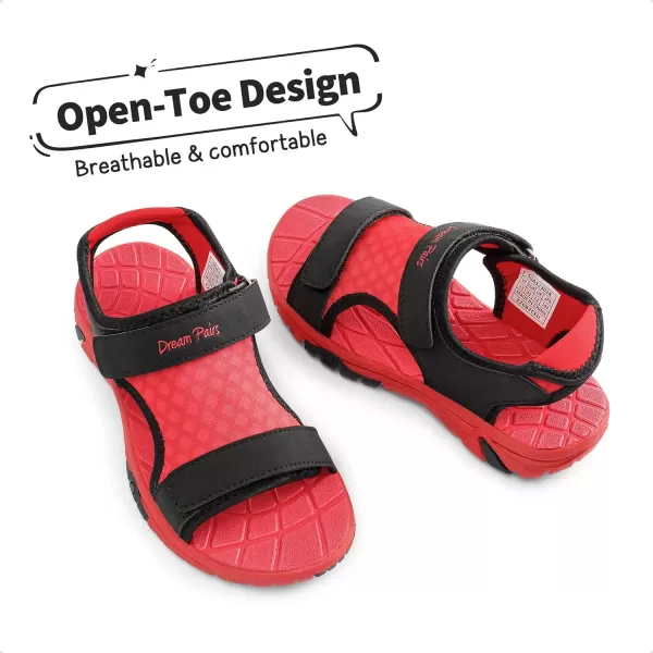 imageDREAM PAIRS Boys Girls Summer Casual Outdoor Athletic Sport Sandals ToddlerLittle KidBig KidBlackRed