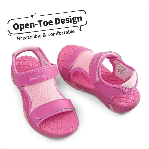 imageDREAM PAIRS Boys Girls Summer Casual Outdoor Athletic Sport Sandals ToddlerLittle KidBig KidHot PinkPink