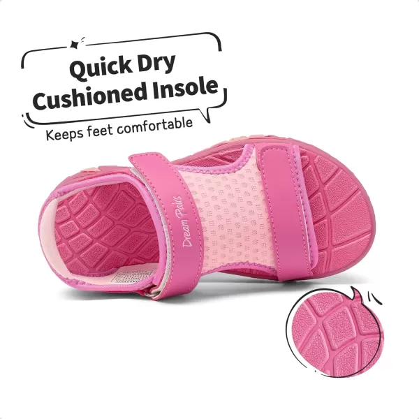 imageDREAM PAIRS Boys Girls Summer Casual Outdoor Athletic Sport Sandals ToddlerLittle KidBig KidHot PinkPink