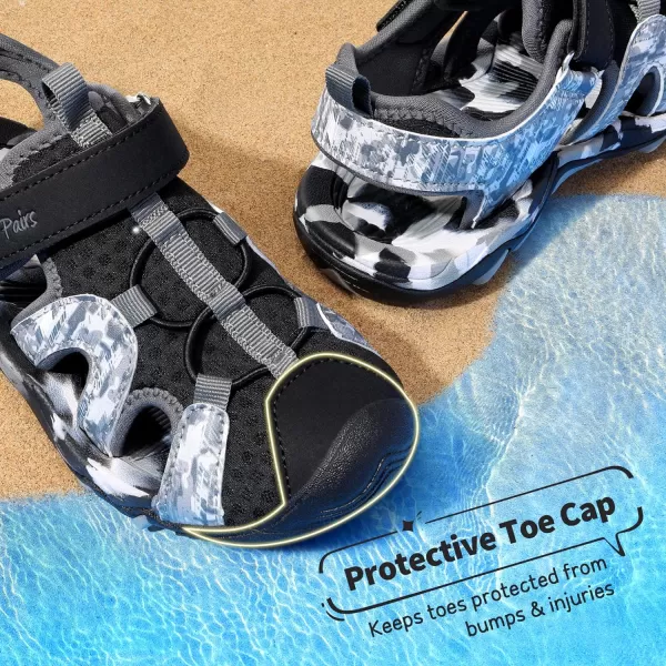 imageDREAM PAIRS Boys Girls Summer Outdoor Athletic Sport Sandals ToddlerLittle KidBig KidBlackGrey
