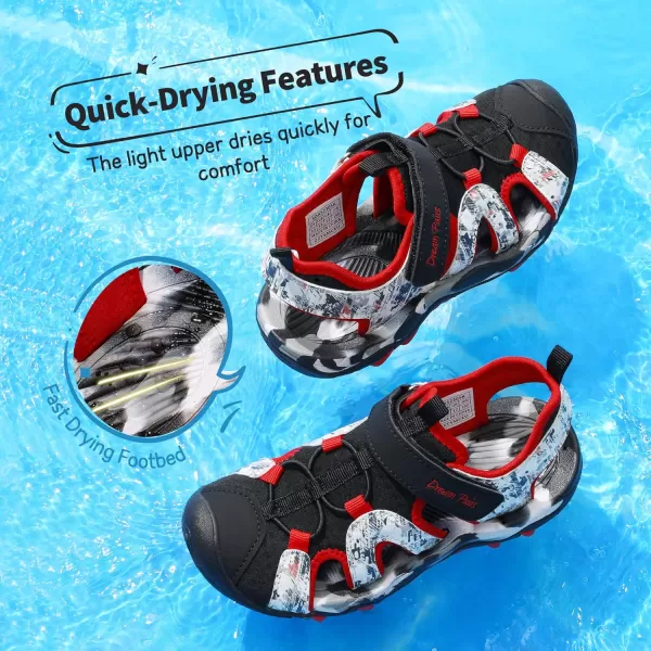 imageDREAM PAIRS Boys Girls Summer Outdoor Athletic Sport Sandals ToddlerLittle KidBig KidBlackRed