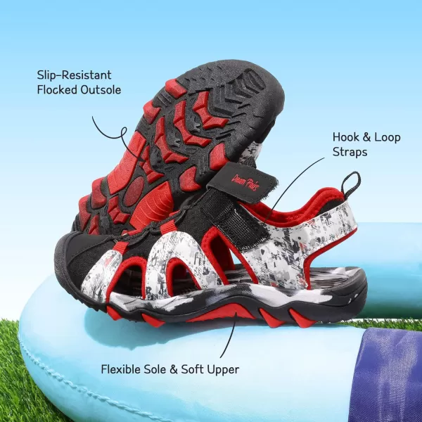 imageDREAM PAIRS Boys Girls Summer Outdoor Athletic Sport Sandals ToddlerLittle KidBig KidBlackRed