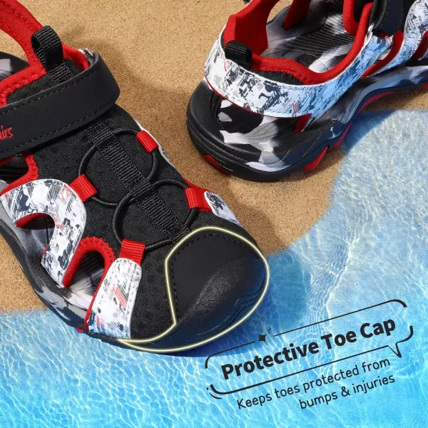 imageDREAM PAIRS Boys Girls Summer Outdoor Athletic Sport Sandals ToddlerLittle KidBig KidBlackRed