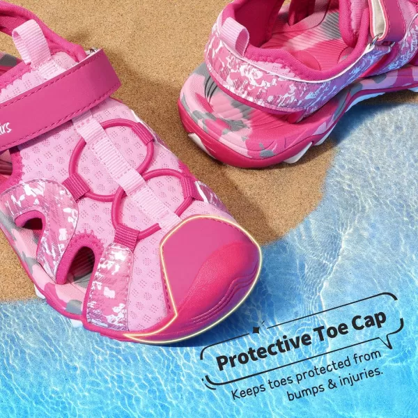 imageDREAM PAIRS Boys Girls Summer Outdoor Athletic Sport Sandals ToddlerLittle KidBig KidHot PinkPink