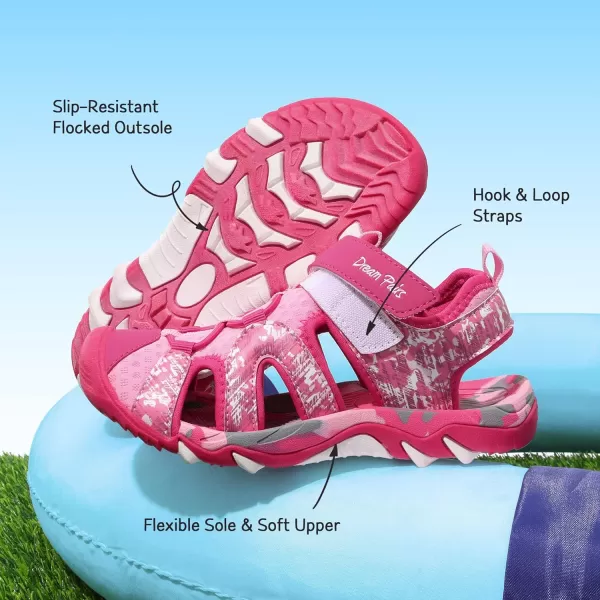 imageDREAM PAIRS Boys Girls Summer Outdoor Athletic Sport Sandals ToddlerLittle KidBig KidHot PinkPink