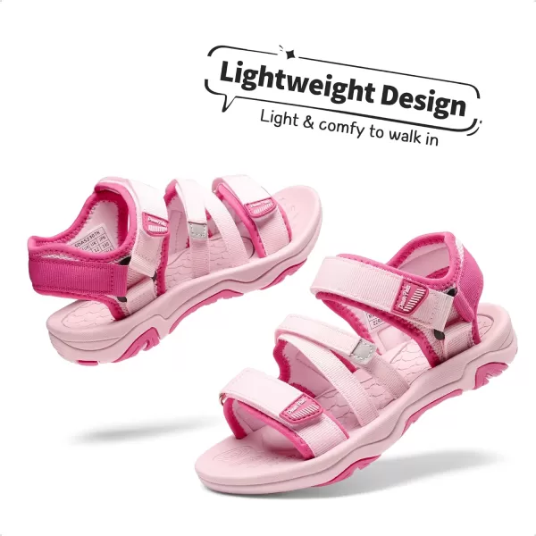 imageDREAM PAIRS Boys Girls Summer Outdoor Athletic Sport Sandals ToddlerLittle KidBig KidPinkHot Pink