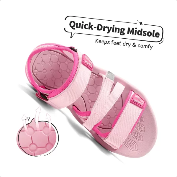 imageDREAM PAIRS Boys Girls Summer Outdoor Athletic Sport Sandals ToddlerLittle KidBig KidPinkHot Pink