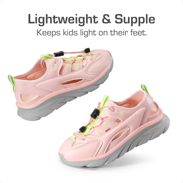 imageDREAM PAIRS Boys Girls Summer Outdoor Athletic Sport Sandals for LittleBig KidsPinkLight Grey