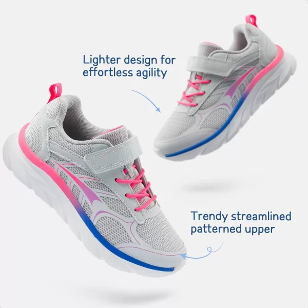 imageDREAM PAIRS Boys Girls Tennis Running Shoes Kids Breathable Athletic Sports Gym Sneakers for LittleBig KidLight GreyPink