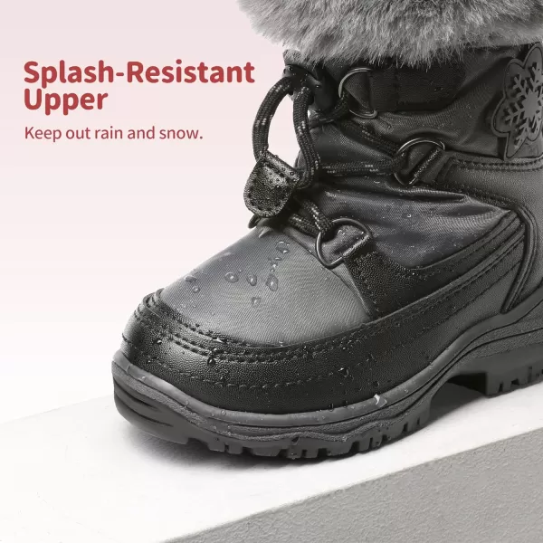 imageDREAM PAIRS Boys Girls Toddler Snow Boots Slip Resistant Faux Fur Lined Mid Calf Little Kids Winter ShoesBlackGrey