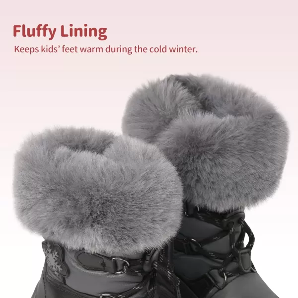 imageDREAM PAIRS Boys Girls Toddler Snow Boots Slip Resistant Faux Fur Lined Mid Calf Little Kids Winter ShoesBlackGrey