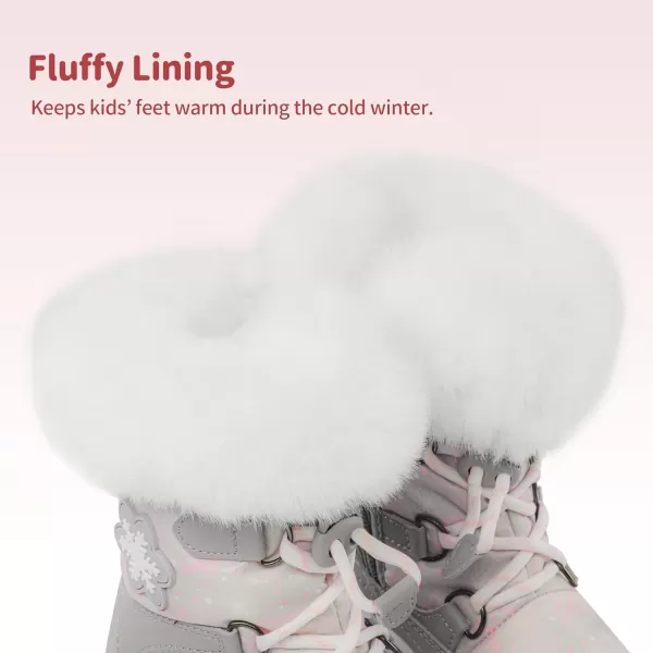 imageDREAM PAIRS Boys Girls Toddler Snow Boots Slip Resistant Faux Fur Lined Mid Calf Little Kids Winter ShoesGrayWhite