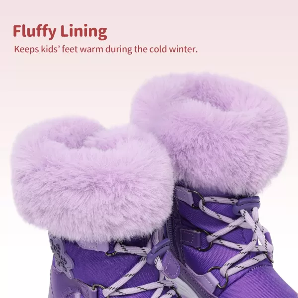 imageDREAM PAIRS Boys Girls Toddler Snow Boots Slip Resistant Faux Fur Lined Mid Calf Little Kids Winter ShoesPurple