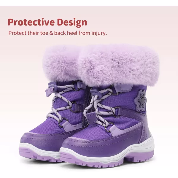 imageDREAM PAIRS Boys Girls Toddler Snow Boots Slip Resistant Faux Fur Lined Mid Calf Little Kids Winter ShoesPurple
