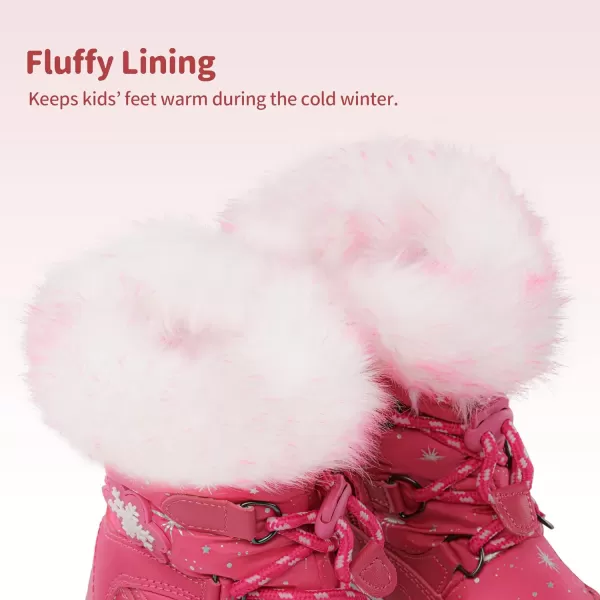 imageDREAM PAIRS Boys Girls Toddler Snow Boots Slip Resistant Faux Fur Lined Mid Calf Little Kids Winter ShoesRose Red