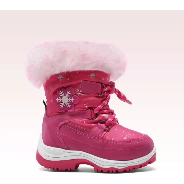 imageDREAM PAIRS Boys Girls Toddler Snow Boots Slip Resistant Faux Fur Lined Mid Calf Little Kids Winter ShoesRose Red