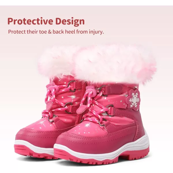 imageDREAM PAIRS Boys Girls Toddler Snow Boots Slip Resistant Faux Fur Lined Mid Calf Little Kids Winter ShoesRose Red