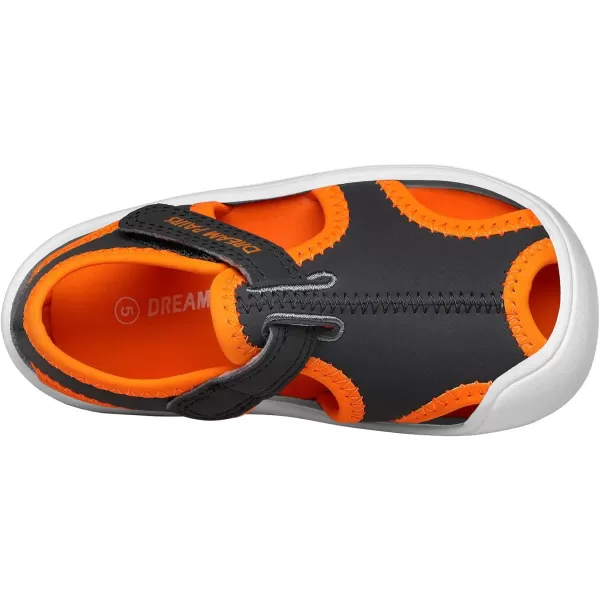 imageDREAM PAIRS Boys Girls ToddlerLittle Kid Closed Toe Summer Sandals Water ShoesGreyNeonOrange