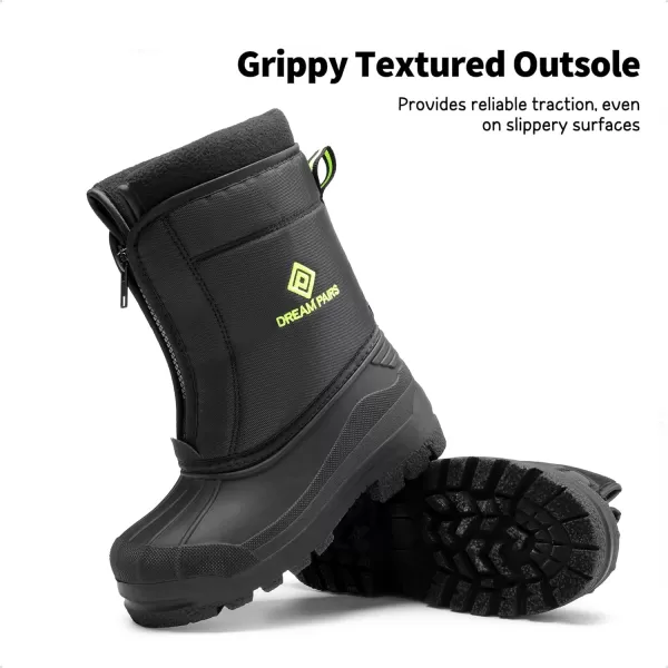 imageDREAM PAIRS Boys Girls Waterproof Winter Snow BootsBlackNeonGreen