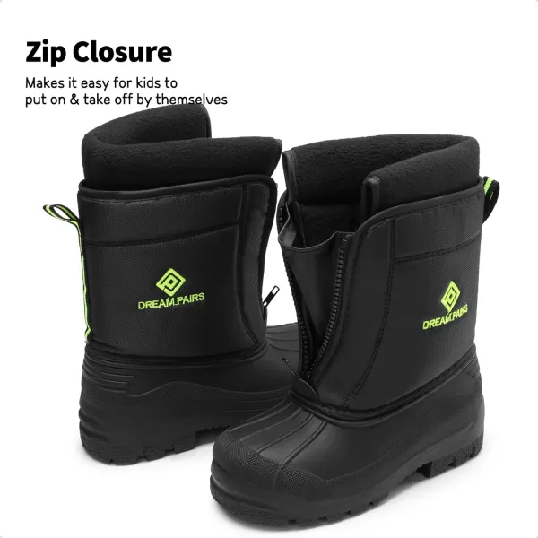 imageDREAM PAIRS Boys Girls Waterproof Winter Snow BootsBlackNeonGreen