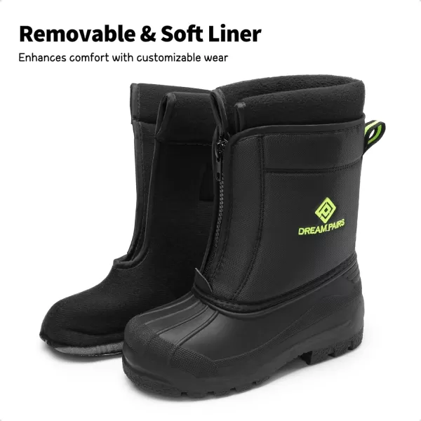 imageDREAM PAIRS Boys Girls Waterproof Winter Snow BootsBlackNeonGreen