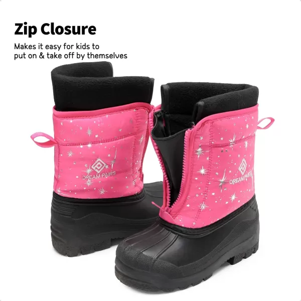 imageDREAM PAIRS Boys Girls Waterproof Winter Snow BootsFuchsiaMulti