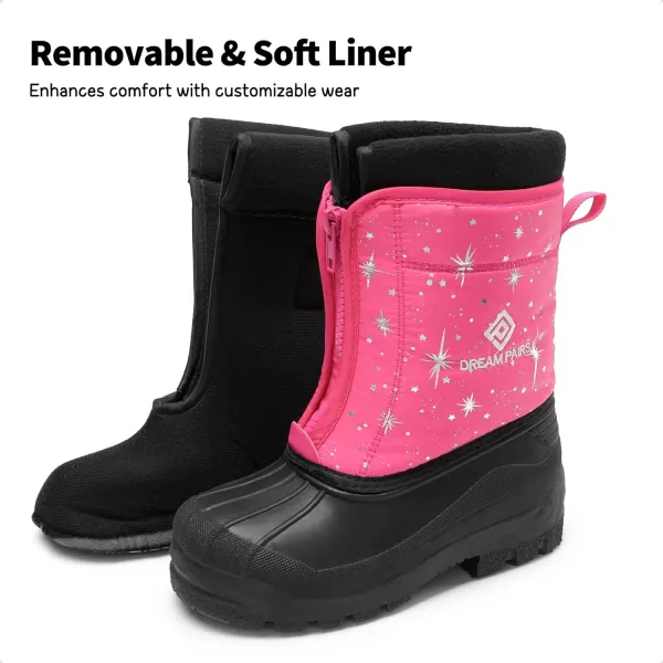 imageDREAM PAIRS Boys Girls Waterproof Winter Snow BootsFuchsiaMulti