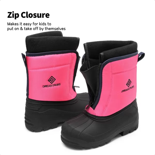 imageDREAM PAIRS Boys Girls Waterproof Winter Snow BootsFuchsiaNavy