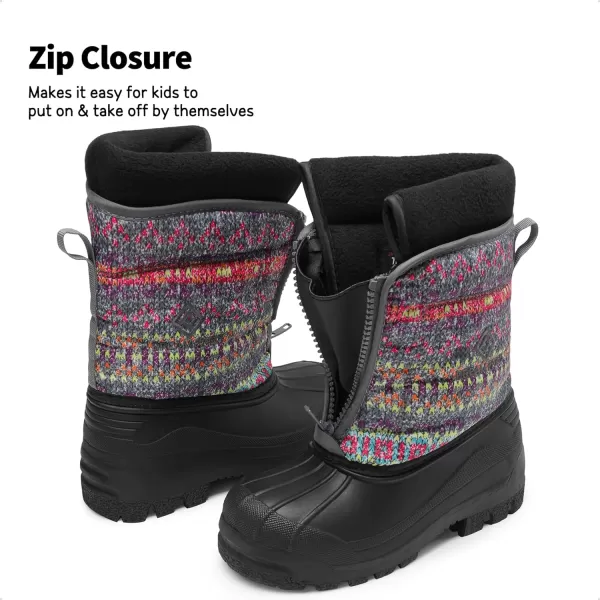 imageDREAM PAIRS Boys Girls Waterproof Winter Snow BootsGreyMulti