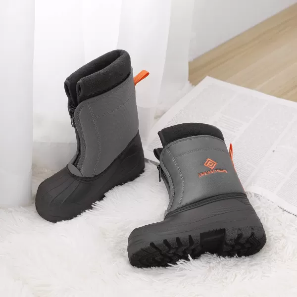 imageDREAM PAIRS Boys Girls Waterproof Winter Snow BootsGreyOrange