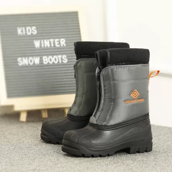 imageDREAM PAIRS Boys Girls Waterproof Winter Snow BootsGreyOrange
