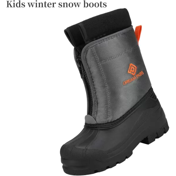 imageDREAM PAIRS Boys Girls Waterproof Winter Snow BootsGreyOrange