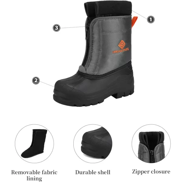 imageDREAM PAIRS Boys Girls Waterproof Winter Snow BootsGreyOrange