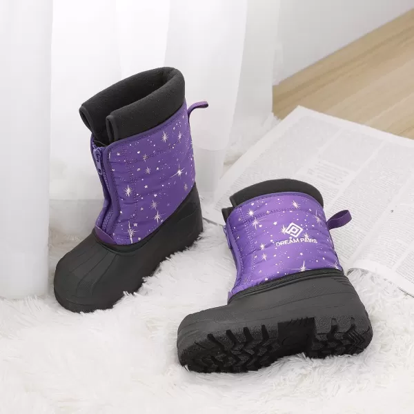 imageDREAM PAIRS Boys Girls Waterproof Winter Snow BootsPurpleMulti