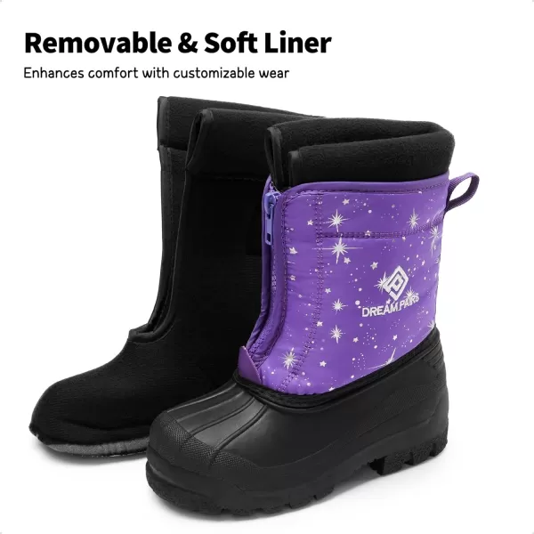 imageDREAM PAIRS Boys Girls Waterproof Winter Snow BootsPurpleMulti