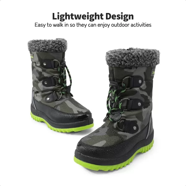 imageDREAM PAIRS Boys Snow Boots Camouflage Slip Resistant Faux Fur Lined Winter Shoes for LittleBig KidCamoGreen