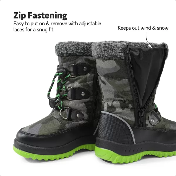 imageDREAM PAIRS Boys Snow Boots Camouflage Slip Resistant Faux Fur Lined Winter Shoes for LittleBig KidCamoGreen