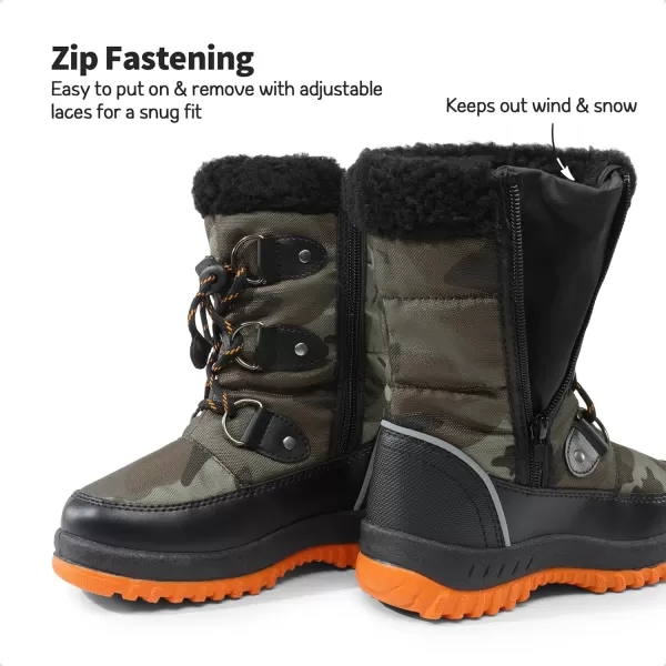 imageDREAM PAIRS Boys Snow Boots Camouflage Slip Resistant Faux Fur Lined Winter Shoes for LittleBig KidCamoOrange