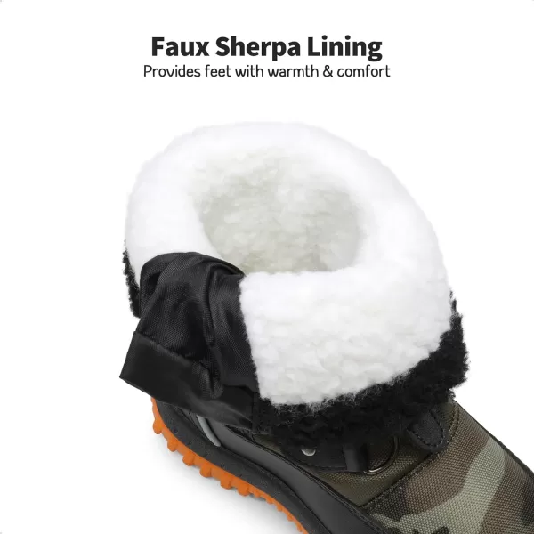 imageDREAM PAIRS Boys Snow Boots Camouflage Slip Resistant Faux Fur Lined Winter Shoes for LittleBig KidCamoOrange