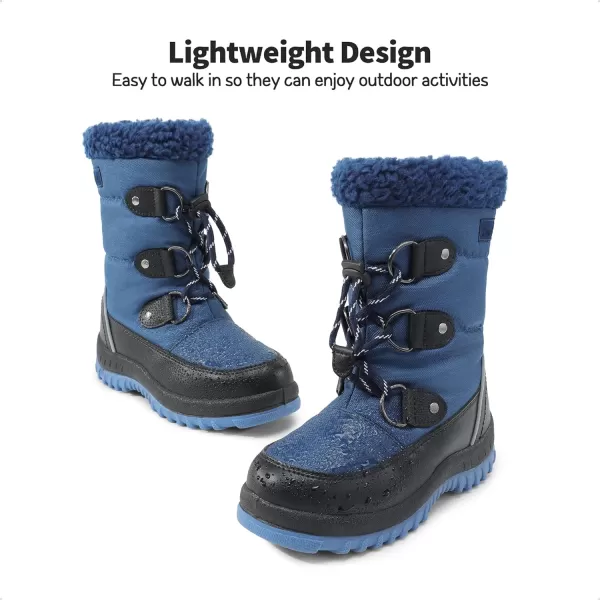 imageDREAM PAIRS Boys Snow Boots Camouflage Slip Resistant Faux Fur Lined Winter Shoes for LittleBig KidDark Blue