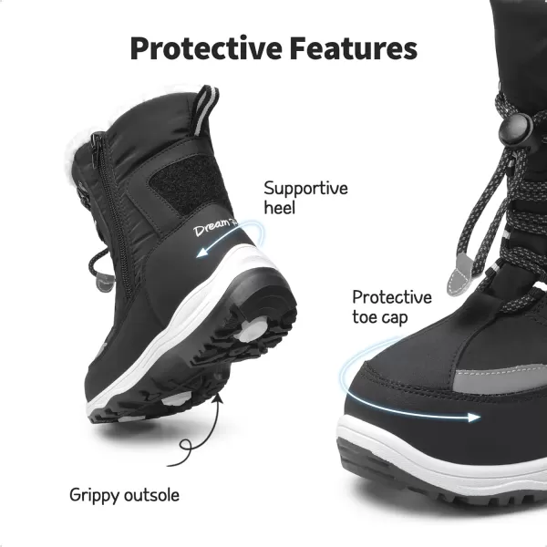 imageDREAM PAIRS Boys Toddler Snow Boots Interchangeable Accessories Slip Resistant Faux Fur Lined Mid Calf Little Kids Winter ShoesBlack