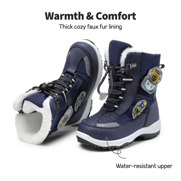 imageDREAM PAIRS Boys Toddler Snow Boots Interchangeable Accessories Slip Resistant Faux Fur Lined Mid Calf Little Kids Winter ShoesNavy