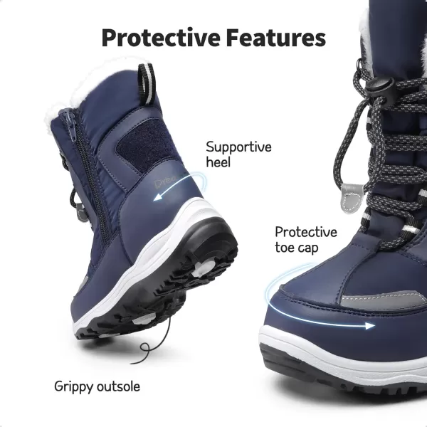 imageDREAM PAIRS Boys Toddler Snow Boots Interchangeable Accessories Slip Resistant Faux Fur Lined Mid Calf Little Kids Winter ShoesNavy