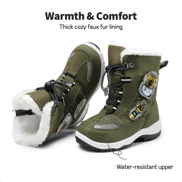 imageDREAM PAIRS Boys Toddler Snow Boots Interchangeable Accessories Slip Resistant Faux Fur Lined Mid Calf Little Kids Winter ShoesOlive Green